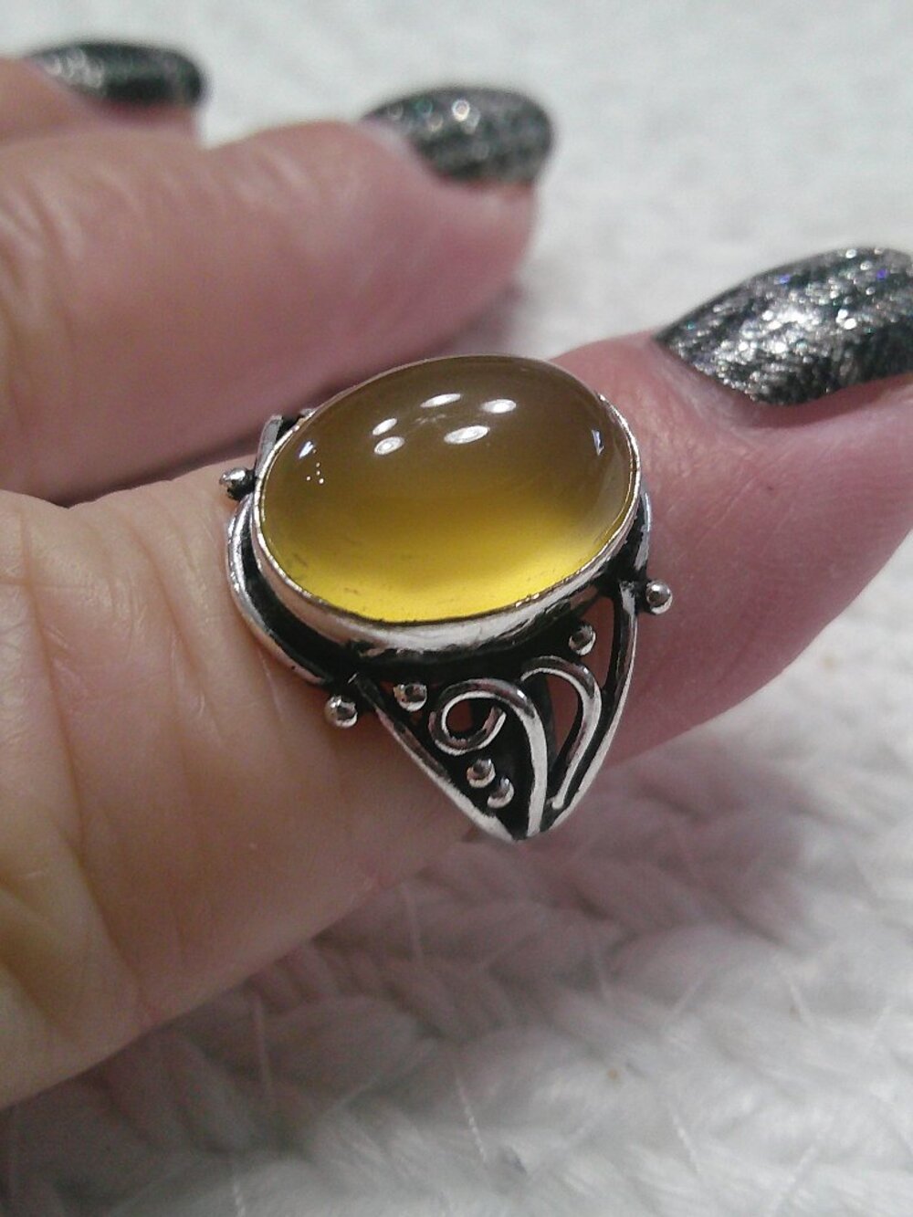 Gorgeous YELLOW CHALCEDONY Handmade Sterling 925 Ring Size 6 #456F